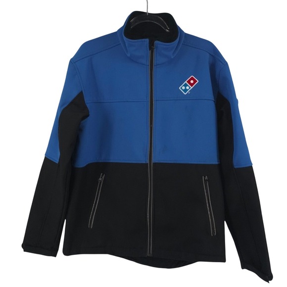 Dominos Pizza Blue‎ Black Full Zip Employee Pizza Gear Jacket Mens Medium